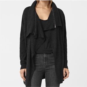 All Saints grey open long Wool Cardigan S